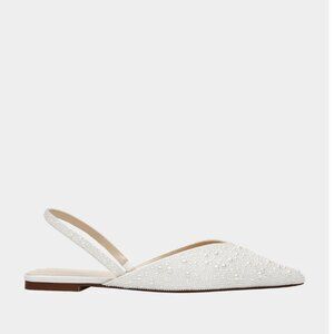 Betsey Johnson White Pearl Embellished Flats